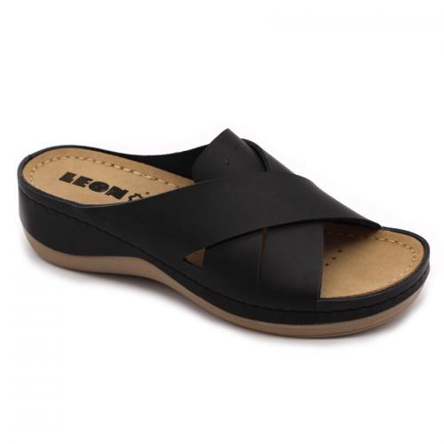 932 LEON Comfort női bőr papucs