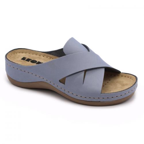 932 LEON Comfort női bőr papucs
