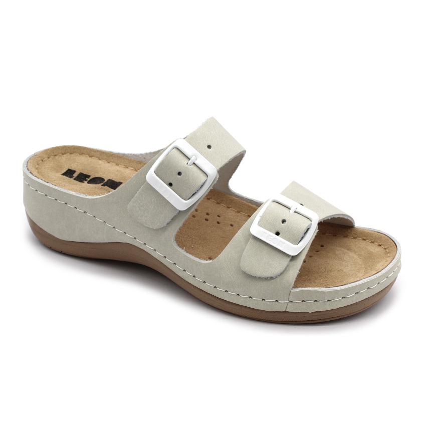 908 LEON Comfort női bőr papucs