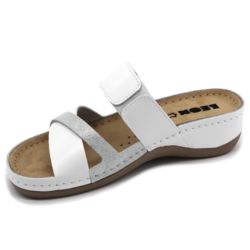 909 LEON Comfort női bőr papucs