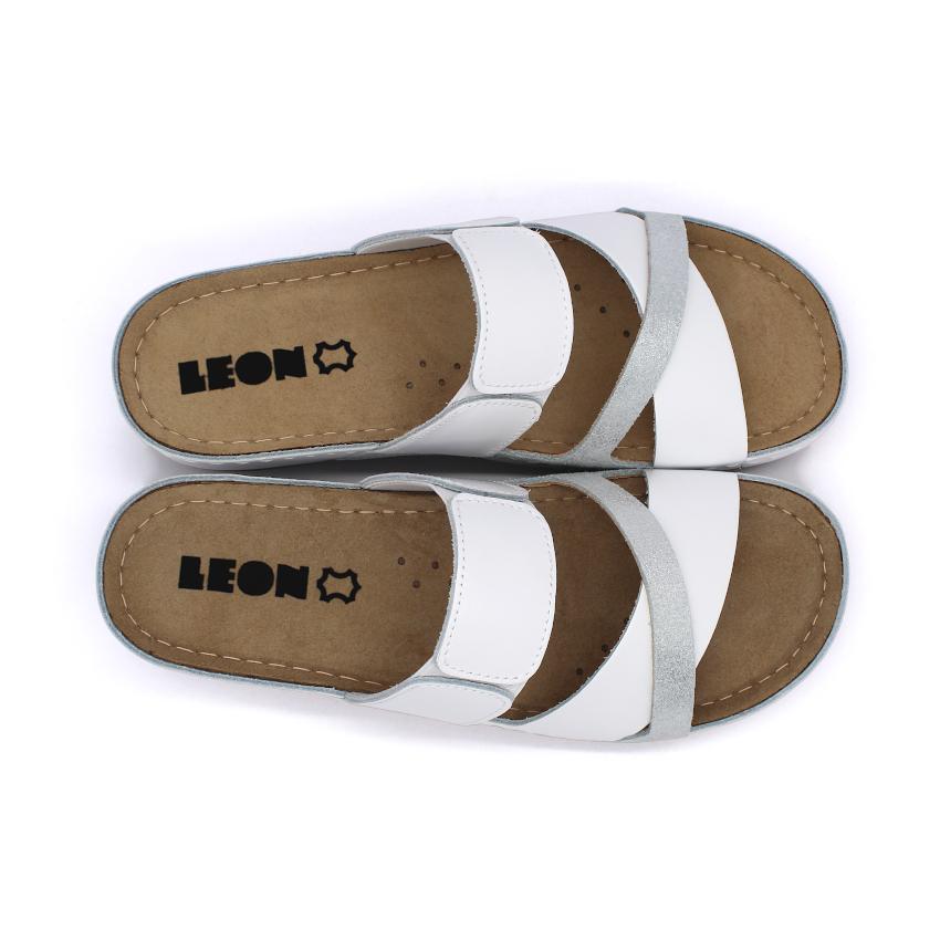 909 LEON Comfort női bőr papucs