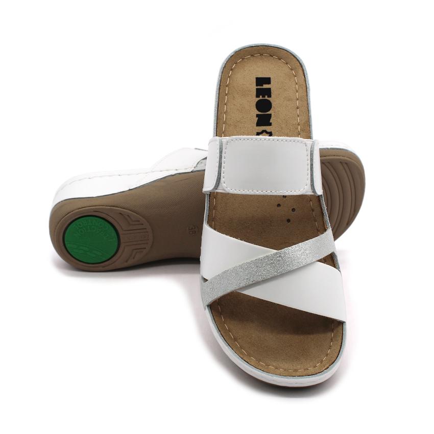 909 LEON Comfort női bőr papucs
