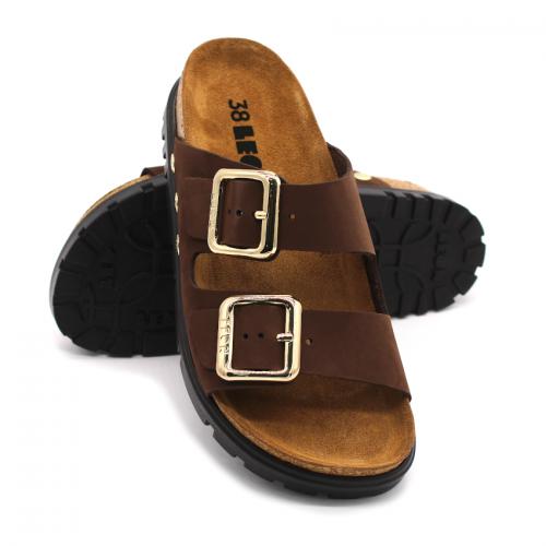 6011 LEON Comfort női bőr papucs