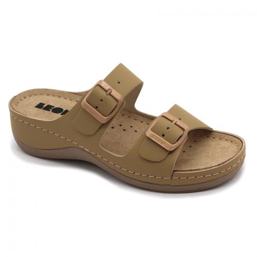 908 LEON Comfort női bőr papucs