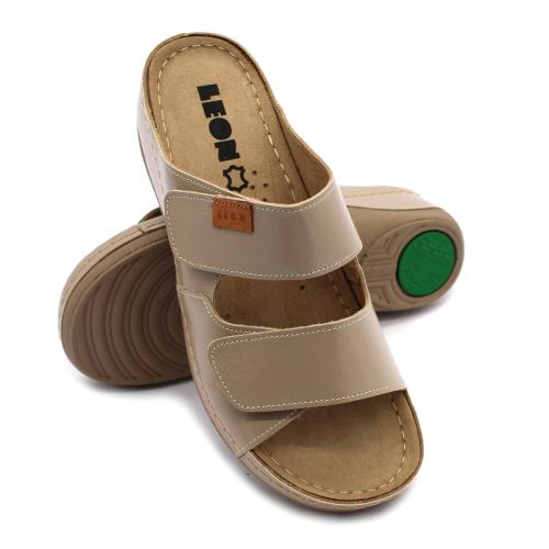 931 LEON Comfort női bőr papucs